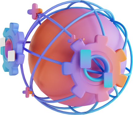 3D illustration global and gear web development